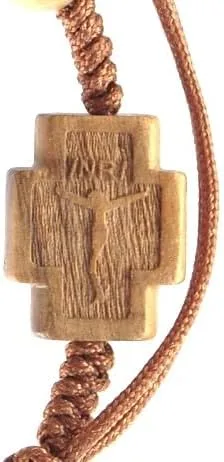 Vista 2 de Pulsera ajustable de rosario de madera de olivo de 0.315 in