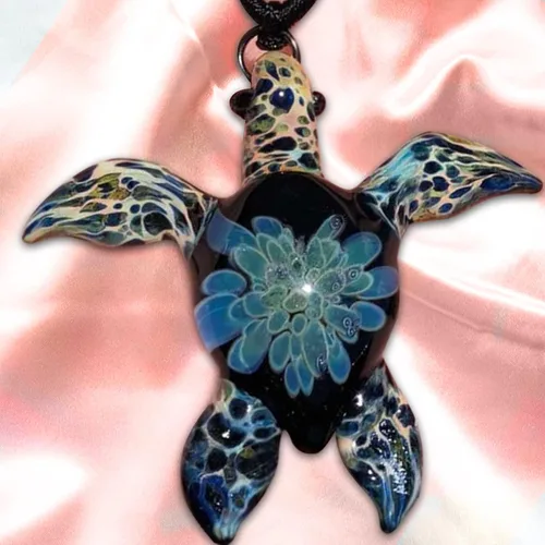 Vista 6 de Colgante de tortuga de cristal, collar con colgante de tortuga marina, regalo de vidrio soplado para mamá o novia, regalo para ella, decoración