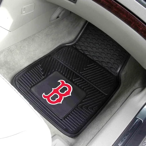 Vista 2 de FANMATS MLB Boston Red Sox tapete de vinilo para auto, Juego de 2 alfombrillas para coche de vinilo, Negro