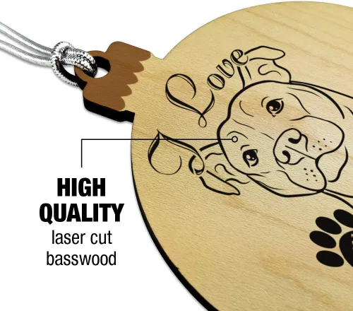 Vista 3 de GRAPHICS & MORE Adorno navideño de madera para árbol de Navidad con texto en inglés "I Love My Pit Bull