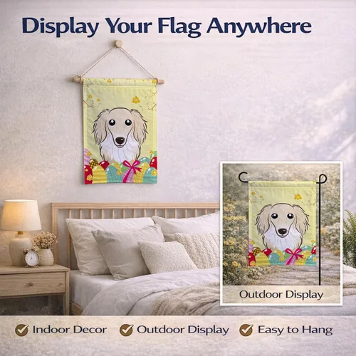Vista 282 de Caroline's Treasures BB1923GF Bandera decorativa para jardín con diseño de Border Collie, para caza de huevos de Pascua, para jardín, jardín, patio