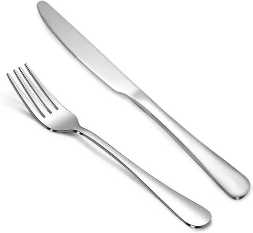 Vista 9 de SANTUO 12-Piece Steak Knife and Fork Set for 6, Stainless Steel Steak Knives with Dinner Forks, Serrated Steak Knife Set, Mirror Polished