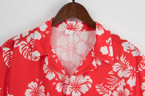 Vista 3 de CONGJI Camisa hawaiana para hombre, camisas de playa tropicales de verano, camisas de manga corta con botones, camisas Aloha casuales con botones