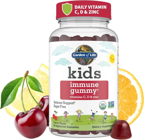Vista 5 de Garden of Life Paquete de apoyo inmunológico: Gomitas de saúco orgánicas con equinácea, zinc 120 unidades + Gomita inmunológica para niños 60