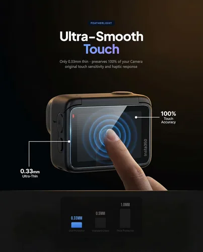Vista 6 de iDaPro Protector de pantalla para Insta360 GO Ultra [3 piezas], vidrio templado, dureza 9H, arañazos, antiburbujas, fácil instalación