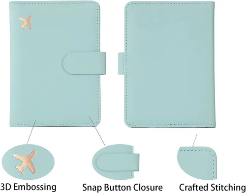 Vista 4 de Melsbrinna Funda de piel prémium para pasaporte, impermeable, con bloqueo RFID, cartera de viaje con soporte para bolígrafos, bonito libro