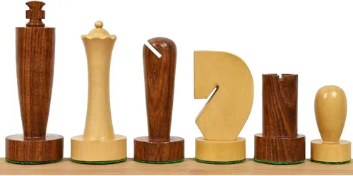 Vista 10 de RoyalChessMall-Berliner - Juego de piezas de ajedrez minimalista moderno de 3.9 pulgadas, boj ebonizado ponderado