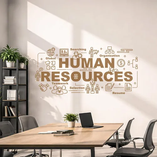 Vista 5 de Vinilo adhesivo de pared Recursos humanos Oficina Estilo Selección Pegatinas de trabajo en equipo Mural Decoración grande (g5594) Negro