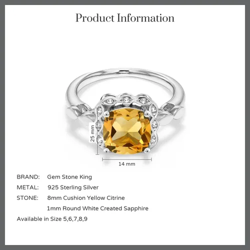 Vista 130 de Gem Stone King Anillo de compromiso de plata de ley 925 de 0.315 in con piedra natal y zafiro blanco creado Anillo de compromiso de boda