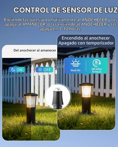 Vista 3 de DEWENWILS Transformador de bajo voltaje de 200 W con 3 salidas de control independientes, transformador de paisaje con temporizador y sensor