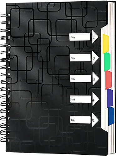Vista 8 de CAGIE Cuaderno de 5 materias con rayas universitarias de 8.5 x 11 pulgadas, 240 páginas, cuaderno en espiral con pestañas divisorias, cuadernos A4