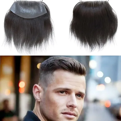 Vista 27 de Voloria Tupé de cabello humano 100 % de piel sintética para hombre, peluca frontal para retroceso, sistemas de reemplazo de línea capilar natural