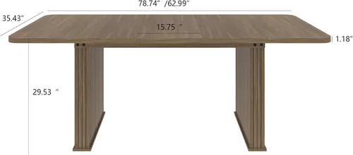 Vista 2 de Mesa de comedor extensible de 62.99 a 78.7 pulgadas para 6, 8 y 10, moderna mesa expandible de cocina de madera de granja, mesas de conferencias