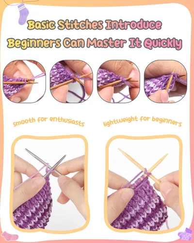 Vista 3 de Katech Kit de tejido para adultos principiantes con instrucciones paso a Azul 2