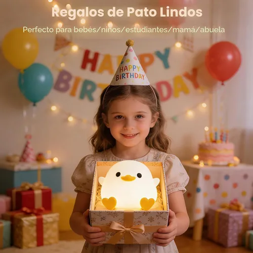 Vista 5 de FAMIDUO Luz nocturna de pato, bonita lámpara de pato DoDo, luz de noche de silicona blanda regulable para guardería de bebé con temporizador, luz