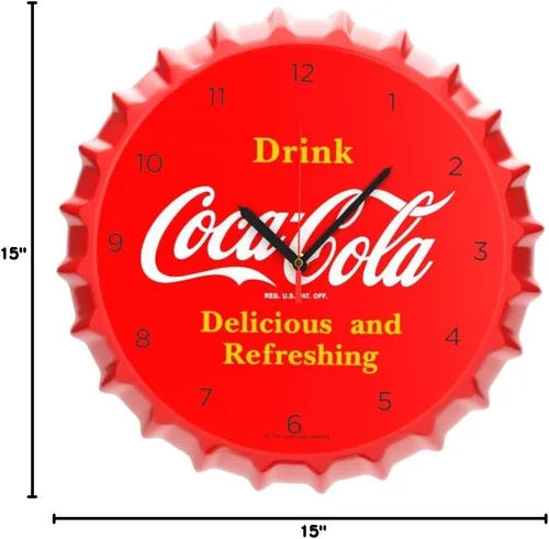 Vista 7 de Reloj de pared con tapa de botella de Coca Cola de 15 pulgadas
