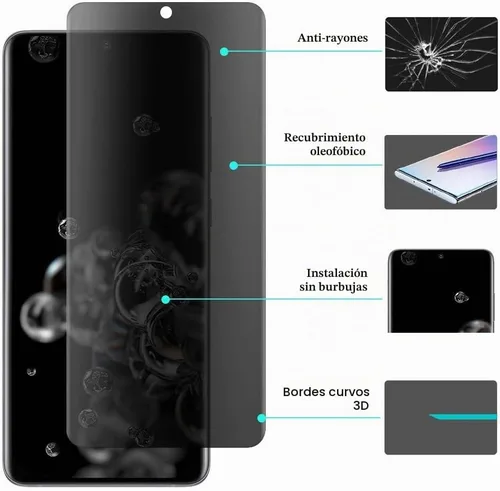 Vista 3 de Protector de pantalla de privacidad para Galaxy S20 Ultra, compatible con fundas, huellas dactilares disponibles, película suave para Samsung Galaxy