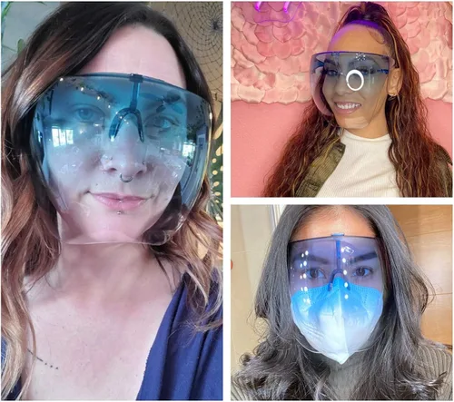 Vista 5 de YAMEIZE Gafas de sol con visera Futuristic Shield de gran tamaño con parte superior plana cubierta completa gafas a prueba de viento