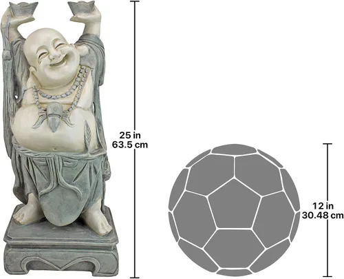 Vista 7 de Design Toscano Jolly Hotei Laughing Man - Estatua de jardín para interiores y exteriores, 26 pulgadas de alto, resina de piedra fundida, acabado
