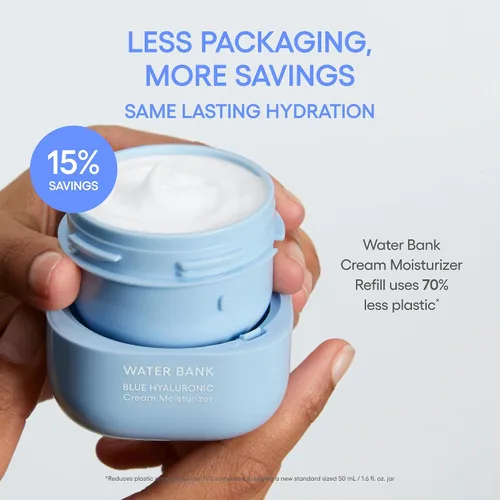 Vista 10 de LANEIGE Crema Hidratante Water Bank Azul con Ácido Hialurónico: Crema facial coreana hidratante con escualano y ceramida para el soporte