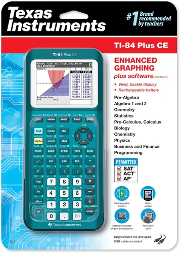 Vista 2 de Texas Instruments TI-84 Plus CE Calculadora gráfica de color, verde azulado (metálico)