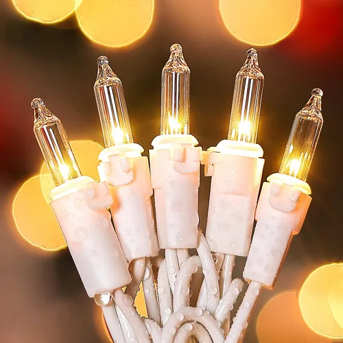 Vista 8 de Luces de Navidad, 35 unidades, 9.8 pies, luces de Navidad transparentes, incandescentes, mini luces para árbol de Navidad, para interiores y blanco