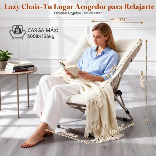 Vista 2 de Furlide Silla platillo, cómodas sillas de dormitorio, silla plegable de Beige