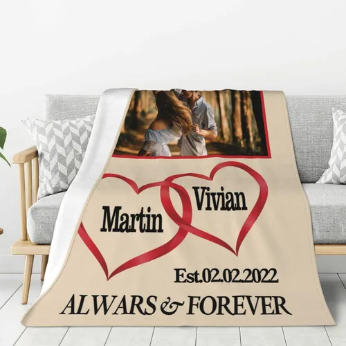 Vista 23 de JCETUNO Regalos personalizados de San Valentín para él y ella, mantas personalizadas con foto, mantas de fotos personalizadas, mantas de fotos