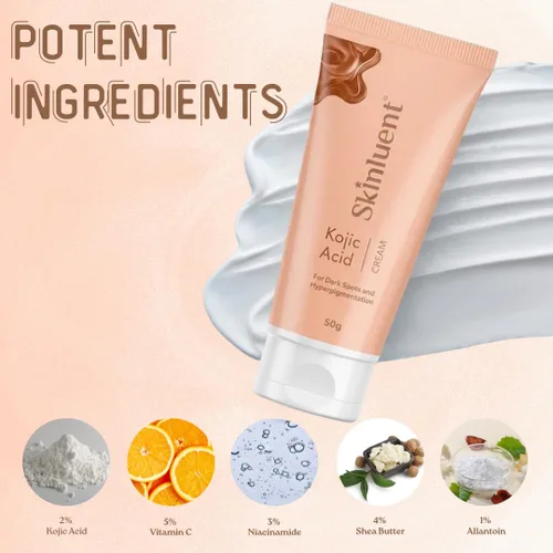 Vista 3 de Crema facial de ácido kójico con vitamina C, alantoína y niacinamida para manchas oscuras, hiperpigmentación y tono de piel desigual, fórmula