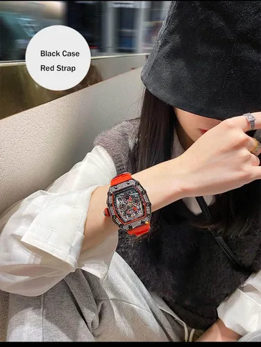 Vista 5 de Tonneau - Relojes de vestir punk, únicos, para hombre, impermeables, analógicos, deportes, trabajo, hombre, reloj de pulsera luminosa de silicona, L