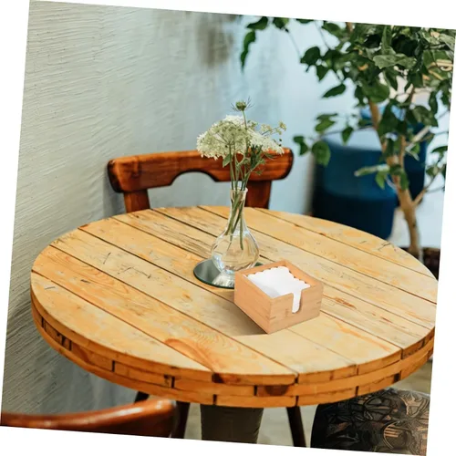 Vista 6 de Alipis Servilletero de bambú para mesa de comedor y cocina, dispensador de pañuelos de madera plano