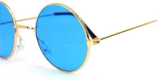 Vista 5 de Skeleteen Gafas hippie Blue Circle Gafas de sol hipster estilo azul de los años 60 1 par