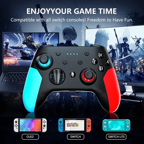 Vista 3 de Controlador de interruptor para Nintendo Switch, controlador Switch Pro para interruptor inalámbricoSwitch Lite remoto con doble vibración, eje