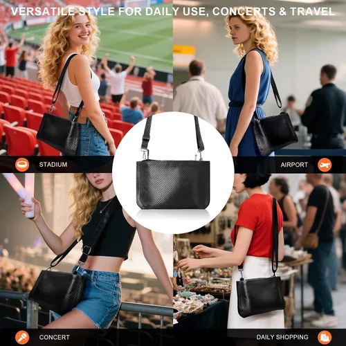 Vista 6 de MOETYANG Bolsa transparente para eventos de estadio con envoltura extraíble, monedero transparente para mujer, bandolera de estadio con cubierta