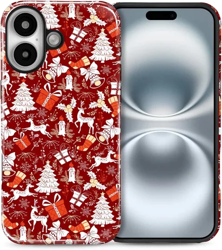 Vista 20 de Funda para iPhone 13 iPhone 14, a prueba de golpes, funda protectora híbrida de 2 capas, doble protección contra caídas, antiarañazos, diseño Rojo
