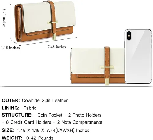 Vista 31 de CLUCI Cartera de cuero triple grande para mujer