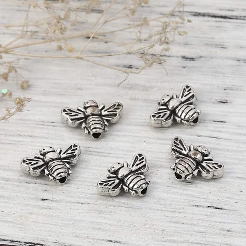 Vista 3 de JGFinds Bee Charms - Cuentas espaciadoras – Paquete de 95 unidades, agujero de 0.051 in, llavero para manualidades, dijes para frascos y adornos