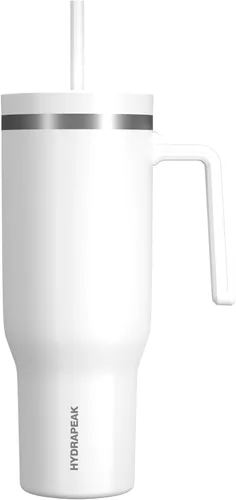 Vista 21 de Hydrapeak Voyager Vaso de 40 oz con Asa y Tapa con Pajita Botella de Agua Reutilizable de Acero Inoxidable Taza de Viaje Compatible con Portavasos