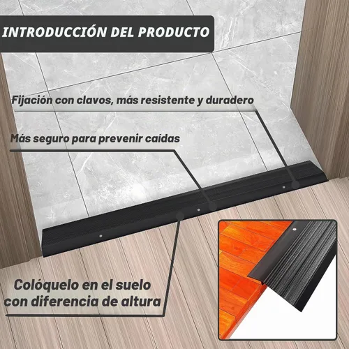 Vista 4 de Tira de transición de piso de metal, umbral de aluminio para puertas, para espacio de 0.4″ a 1.6″, para puertas, azulejos, madera, vinilo Negro