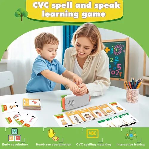 Vista 3 de Tarjetas didácticas parlantes del alfabeto y juegos de matemáticas para niños de 2 a 8 años, juguetes de terapia del habla, juguetes de aprendizaje