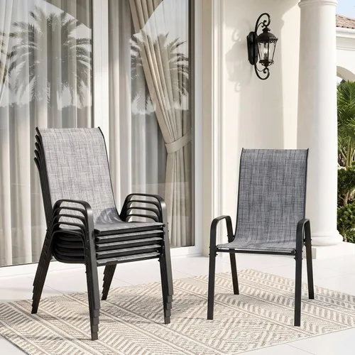 Vista 17 de TLSUNNY Silla de patio, sillas apilables de textileno para exteriores Azul Turquesa