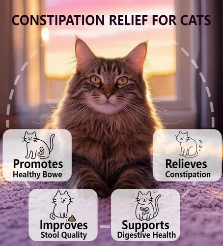 Vista 2 de Alivio del estreñimiento para gatos, laxante 100% natural para gatos, 2 onzas líquidas con probióticos suavizante de heces para gatos, promueve