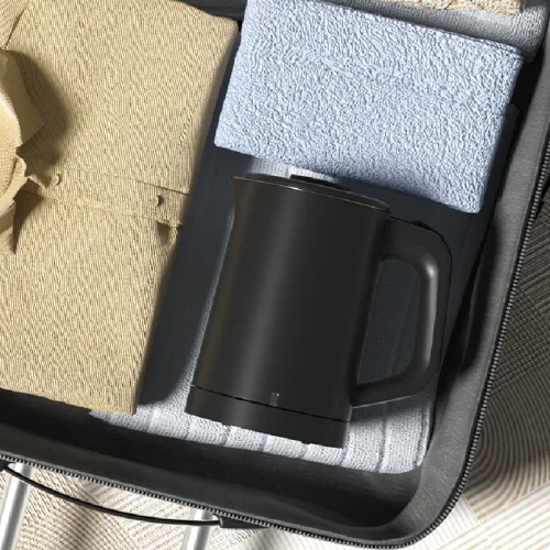 Vista 6 de Hervidor eléctrico pequeño de 0.6 L, acero inoxidable 304, mini calentador de agua caliente de 600 W, hervidor de café eléctrico portátil de viaje