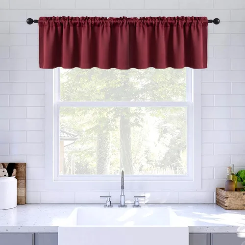 Vista 18 de MIULEE Cenefa opaca con bolsillo para cortinero, con aislamiento térmico, cortina corta para ventana pequeña y dormitorio, 42 x 18 pulgadas, 1 Beige
