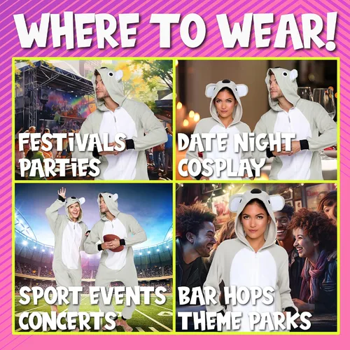 Vista 5 de Funziez! Mameluco ajustado para adultos, disfraz de Halloween de animales, traje de cosplay de una pieza de fruta de felpa para mujeres y hombres