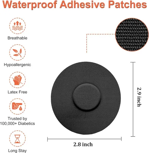 Vista 2 de Cubiertas de sensor para Freestyle Libre, 30 parches adhesivos para sensor impermeables y a prueba de sudor, cinta de sobreparche para sensor CGM