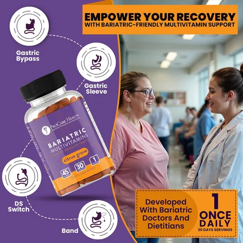 Vista 2 de Procare Health Multivitamínico bariátrico con hierro de 45 mg fácil de tragar, 30 comprimidos, vitaminas bariátricas postoperatorias para píldoras