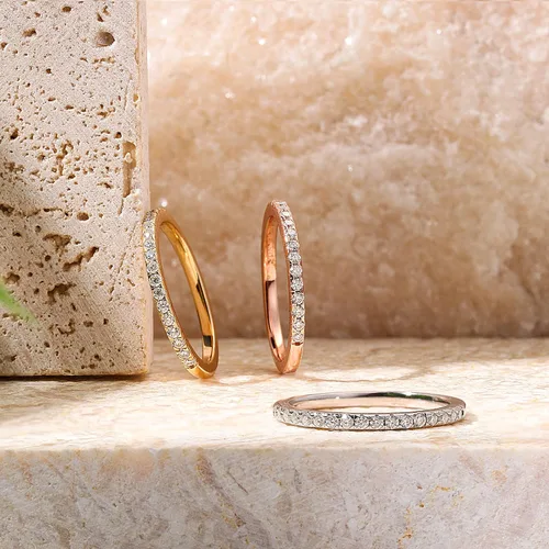 Vista 6 de SMILEST 1.8mm Moissanite Eternity Band Rings for Women, 0.25 0.3ct D Color VVS1 Clarity Lab Created Moissanite 14K White Yellow Rose Gold Vermeil