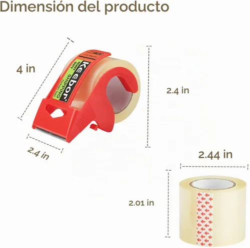 Vista 2 de Cinta de embalaje con dispensador, 12 rollos de cinta de envío transparente, 2 pulgadas x 32.8 yardas, núcleo de 1.5 pulgadas, diseñada