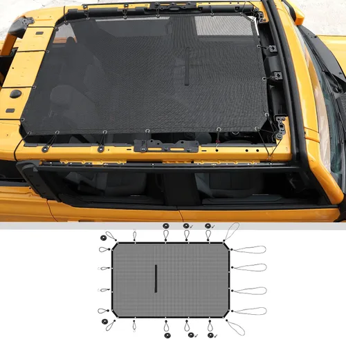 Vista 8 de JWWY Parasol de malla para el sol, protección solar para bikini en la parte superior del techo, malla de protección solar para 2021-2026+ Ford